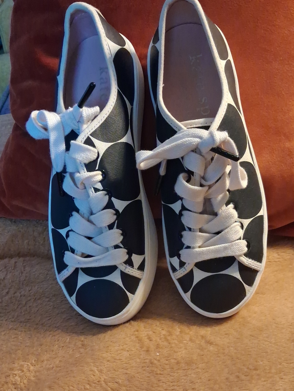 kate spade Black & White Polka Dot Lace-Up Sneakers